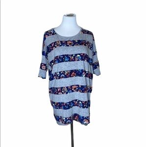 SALE Lularoe Irma Gray Stripe Floral Tunic